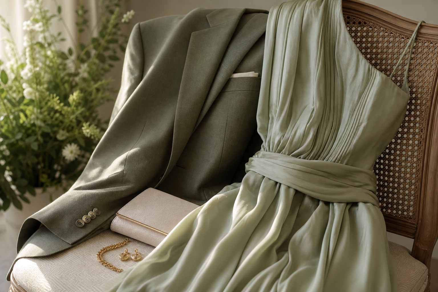 Detalhes de traje elegante para a festa